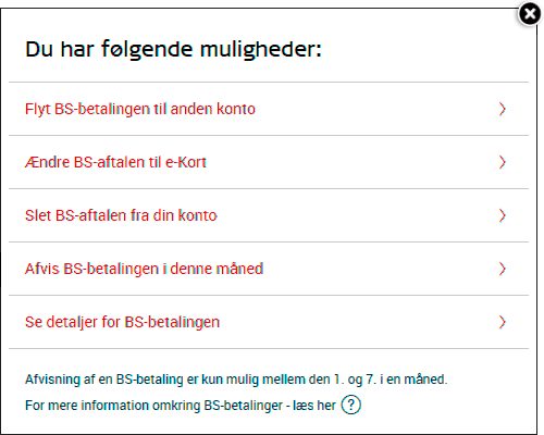 Afvis BS-betaling i denne måned