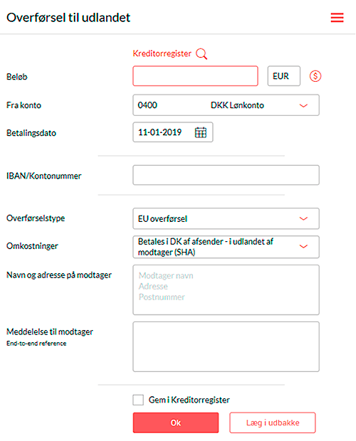 Overførsel til udlandet