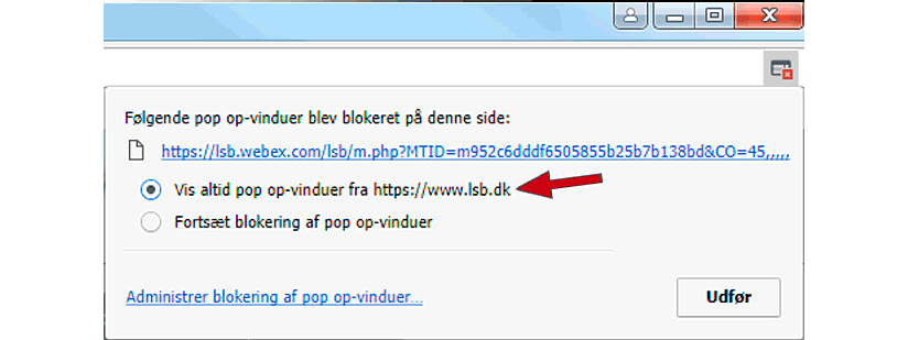 Vis altid pop-up-vinduer fra lsb.dk