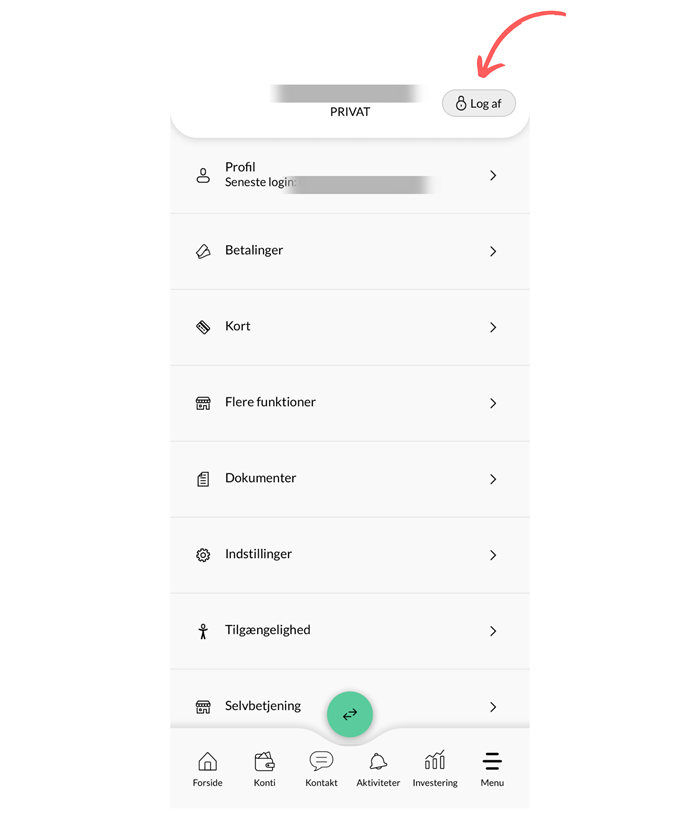 Hvordan logger jeg af mobilbanken?