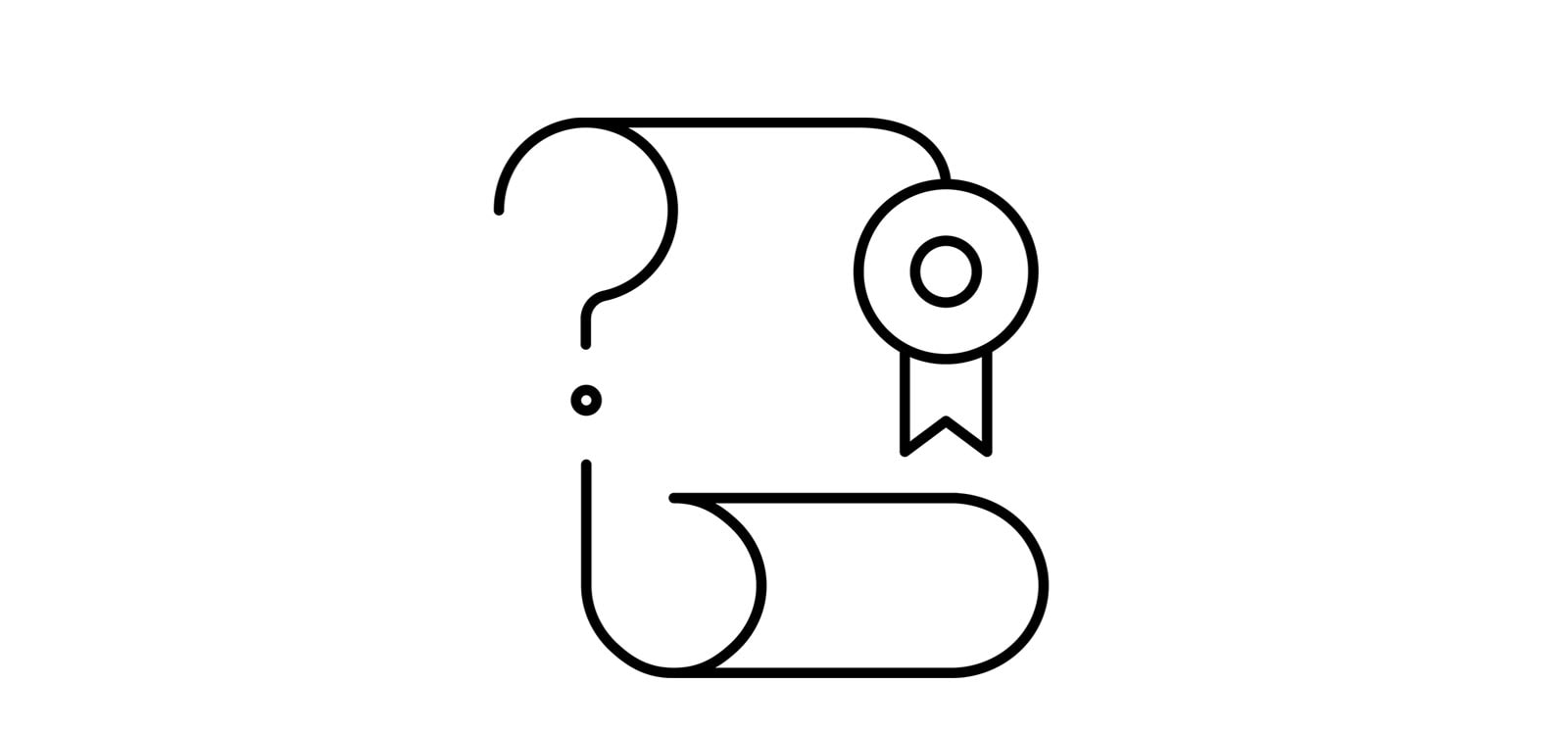 Ikon af et diplom med et spørgsmålstegn, der symboliserer spørgsmål og svar på siden.