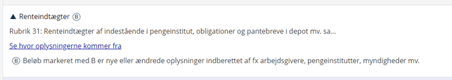 Årsopgørelse renteindtægter